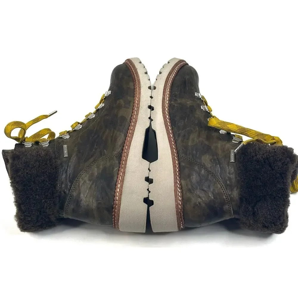 Bionica Danie Waterproof Shearling Camouflage Leather Boots Womens 7M New $190